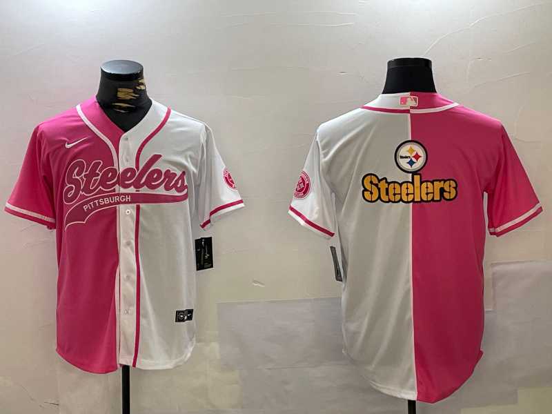 Men%27s Pittsburgh Steelers Big Logo 2024 Arctic Red White Salute To Service Stitched Baseball Jersey